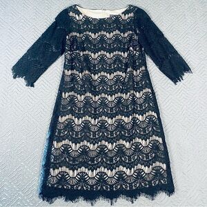 Jessica Howard Black Lace Cocktail Dress Size 6P EUC